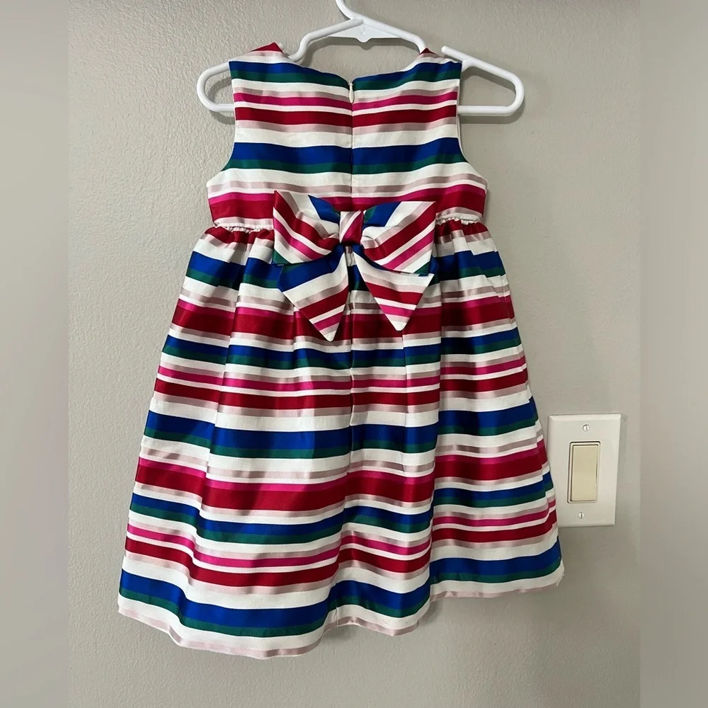 Gymboree Girls Rainbow Stripe Dress 2T Bow Back Party Easter Spring Dress